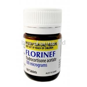 Florinef, Fludrocortisone 0.1 mg, 100tablet(Bottle), Aspen Pharma, Bottle front view