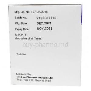 Terbikaa, Terbinafine 250 mg, Troikaa Pharmaceuticals Ltd, Box information, Mfg date, Exp date