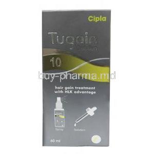 Tugain Solution 10(New package) , Minoxidil Topical Solution 10% 60ml Box front view