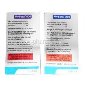 My Tera, Abiraterone Acetate 250mg, 500mg, Box information