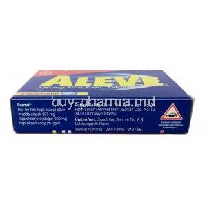Aleve, Naproxen 220 mg, Bayer, Box information, Manufacturer