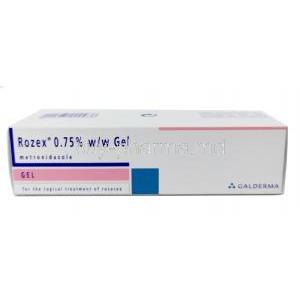 Rozex Gel, Metronidazole 0.75% wv, Galderma, Box side view