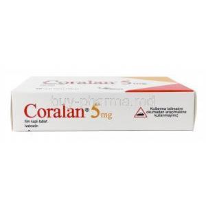 Coralan, Ivabradine 5mg, Serdia Pharmaceuticals, Box bottom view
