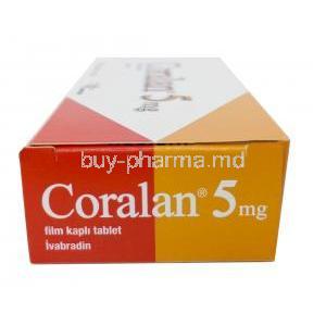 Coralan, Ivabradine 5mg, Serdia Pharmaceuticals, Box side view-2