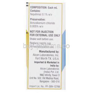 Nevanac, Nepafenac Eye Drop  box information