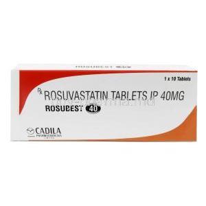 Rosubest, Rosuvastatin 40mg,Cadila Pharmaceuticals Ltd, Box front view