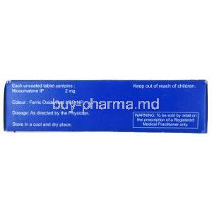 Acenomac, Acenocoumarol 2 mg, Macleods Pharmaceuticals, box side view