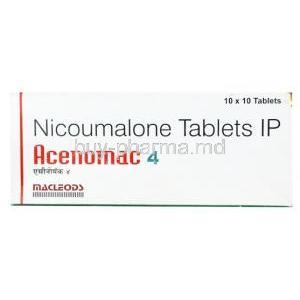 Acenomac, Acenocoumarol 4 mg, Macleods Pharmaceuticals, box front view