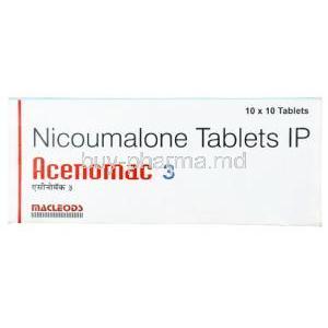 Acenomac, Acenocoumarol 3 mg, Macleods Pharmaceuticals, box front view