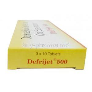 Defrijet 500, Deferasirox 500mg, Sun Pharma,Box side view