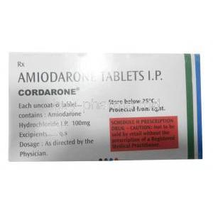 Cordarone, Amiodarone 100mg, Tablet, Sanofi India, Box information