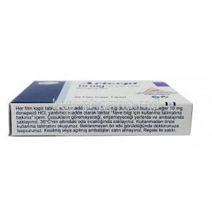 Aricept, Donepezil 10mg, Pfizer, Box bottom view information