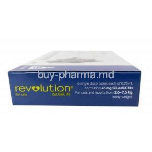 Revolution for Cats & Rabbits, Selamectin Spot On 60mg per mL,Zoetis Australia, Box side view