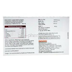 Adenomac, 400mg Tablet, Macleods Pharmaceuticals Pvt Ltd, box back presentation with information