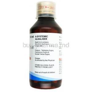 Alkarate Liquid, Disodium Hydrogen Citrate 1.37gm/5mL, , Macleods Pharmaceuticals Pvt Ltd, bottle back view