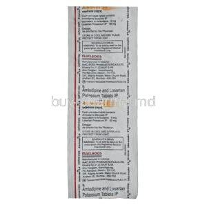 Amlovas LS, Losartan 50mg/ Amlodipine 5mg, Macleods Pharmaceuticals Pvt Ltd, blister pack front presentation