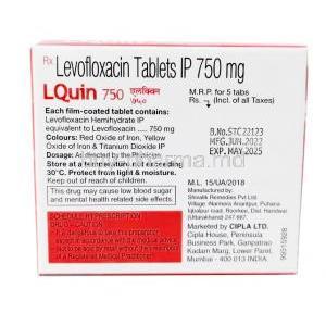 Lquin 750, Levofloxacin 750 mg, Cipla, Box information