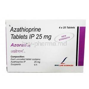 Azoran, Azathioprine 25mg, Azoran, Box front view