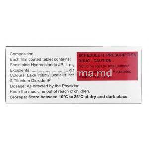 Inzit 4, Benidipine 4mg, Eris Lifesciences, Box information,Storage