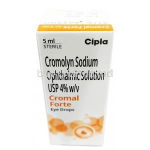 Cromal Forte Eye Drop, Sodium Cromoglycate 4% /Benzalkonium 0.01%, Eyedrop 5mL, Cipla, Box