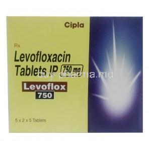 Levoflox 750, Levofloxacin 750mg, Cipla, Box front view