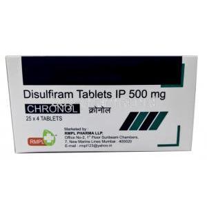 Chronol, Disulfiram 500mg, Pravin Pharma, Box front view