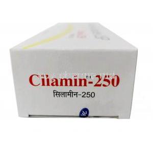 Cilamin 250, Penicillamine 250mg,Capsule, Panacea Biotec, Box side view
