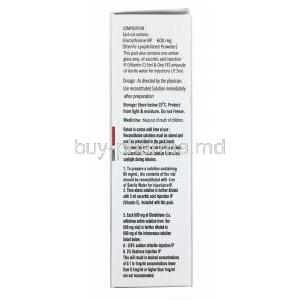 Glumak Injection, Glutathione 600 mg, Injection vial, BML, Box information