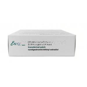 Evra Patches,Norelgestromin 6mg/ Ethinyl estradiol 600mcg, 9 Patches,Gedeon Richter Plc, Box top view