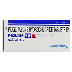 Piolem15 , Generic  Actos, Pioglitazone Box