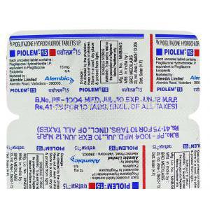 Piolem15 , Generic  Actos, Pioglitazone Tablet Packaging