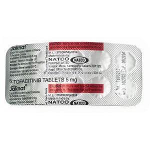 Jaknat 5, Tofacitinib 5mg, Natco Pharma,  Blisterpack information