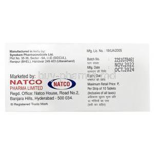 Jaknat 10, Tofacitinib 10mg, Natco Pharma,  Box information, Mfg date, Exp date
