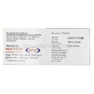 Jaknat XR, Tofacitinib 11mg, Natco Pharma, Box information, Mfg date, Exp date