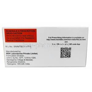 Apiban, Apixaban 5mg, MSN Laboratories, Box information, Manufacturer