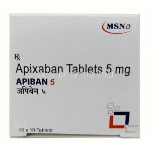 Apiban, Apixaban 5mg, MSN Laboratories, Box side view