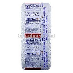 Meftal P, Mefenamic Acid 100mg, Blue Cross Laboratories, Blisterpack information