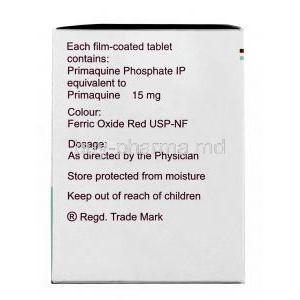 Malirid DS, Primaquine 15 mg, Ipca Lab, Box information, Dosage