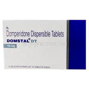 Domstal DT, Domperidone 10mg, Dispersible tablet, Torrent Pharma, Box front view