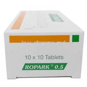 Ropark 0.5, Ropinirole 0.5mg, Sun Pharma, Box side view