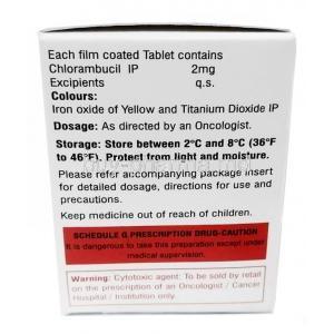Celkeran 2, Chlorambucil 2mg, 30tablets, Celon Laboratories, Box information,Warning