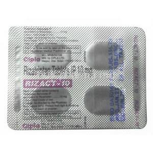 Rizact 10, Rizatriptan Benzoate 10mg, Cipla, Blisterpack information