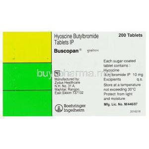 Buscopan,  Hyoscine Butylbromide Box Information