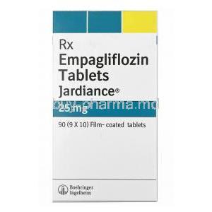 Jardiance, Empagliflozin 25mg, Boehringer Ingelheim, Box front view (Sale in 30tabs)