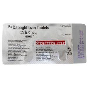 Oxra, Dapagliflozin 10 mg, Sun Pharma, Blisterpack information