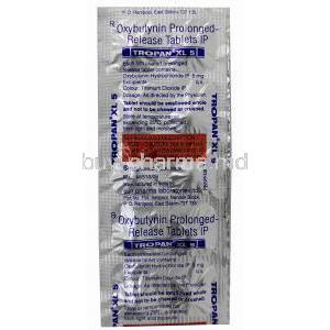 Tropan XL 5, Oxybutynin 5mg, Sun Pharma, Sheet information,Caution