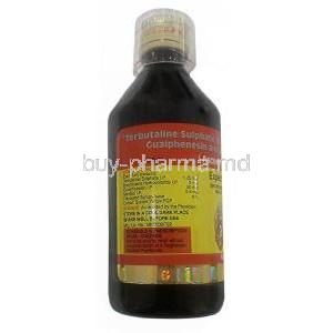 Ascoril Plus Expectorant,Bromhexine 2mg/ Guaifenesin 50mg/ Menthol 0.5mg/ Terbutaline 1.25mg per 5mL, Expectorant 120mL, Glenmark Pharmaceuticals Ltd, Bottle information, Dosage, Caution