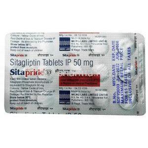 Sitapride 50, Sitagliptin 50mg, Micro Labs Ltd, Blisterpack information