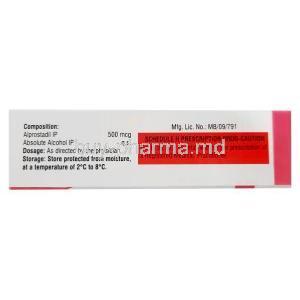 Alpostin Injection, Alprostadil 500mcg, Vial 1mL, Samarth Life Sciences Pvt Ltd, Box information, Caution