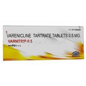 Varnitrip-0.5, Varenicline 0.5mg, Tripada Healthcare, Box front view